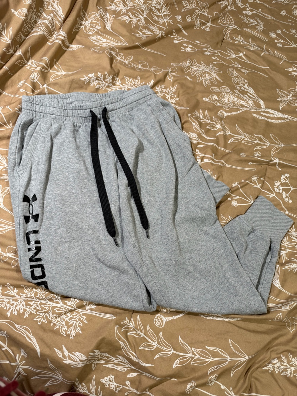 Under Armour Light Gray Jogger Pants with Black Drawcords